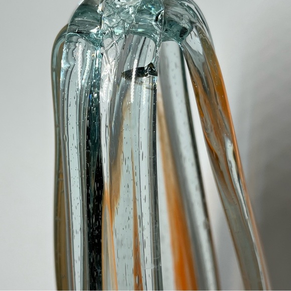 Arklahoma Co Art Glass Vase (Sooner Ozark) White Orange Swirl. Vintage - Picture 7 of 10